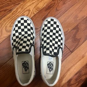 Checkered vans slip ons